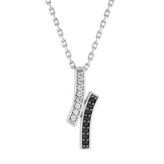 Collier Argent Rhodié 925/1000 Pavage 2 rangs Oxydes blancs et Noirs