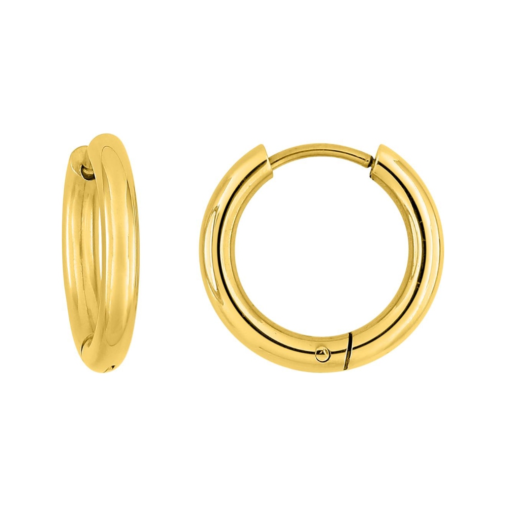 Créoles Fashion Steel Acier Doré Fermoir Ouvrant Fil 2.5mm Diamètre 17mm