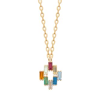 Collier Plaqué Or Jaune 8 Oxydes  Multicolore Taille Baguette